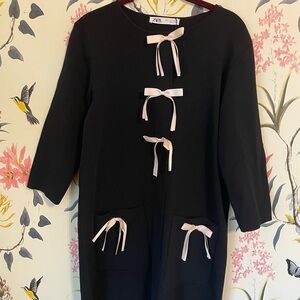 ZARA Black Ponte Knit Dress with Bows